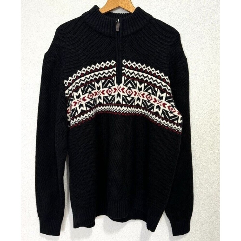 New Men's Size XXL Izod Black Quarter Zip Sweater Amazing Glaze Winter Knit NWOT